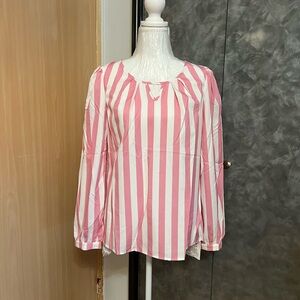 Elegant Pink and White Striped Blouse